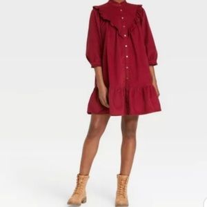 Universal Thread corduroy mini dress - burgundy color